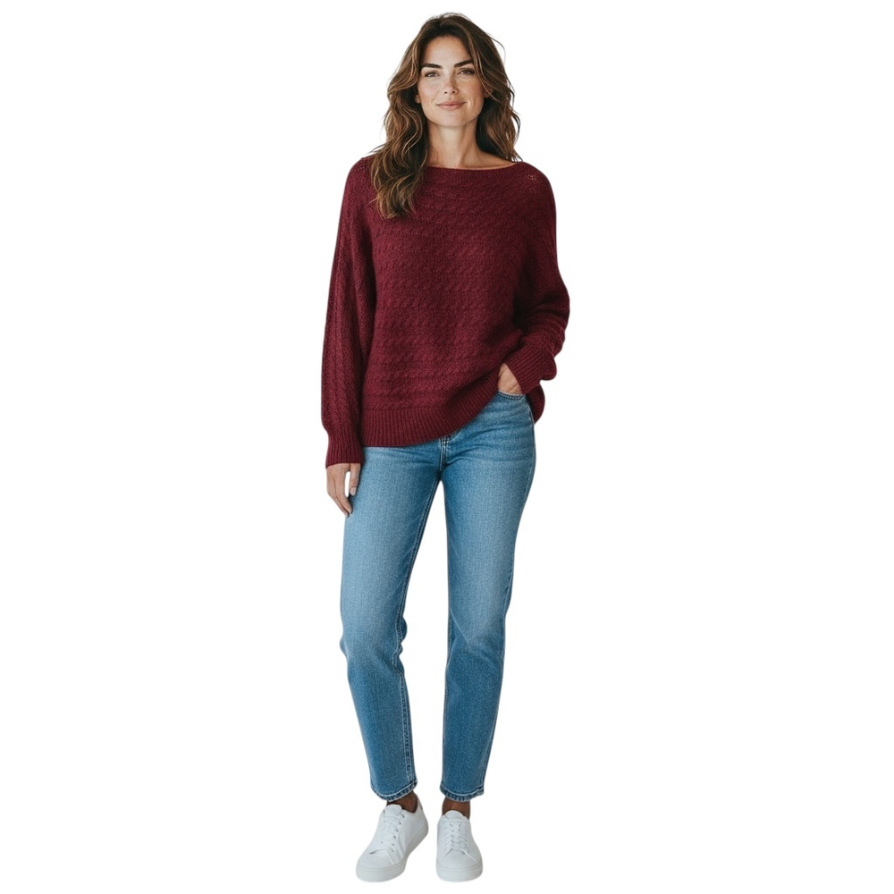 Mockingbird Womens Cable Knit Sweater Small Red Fall Winter Cozy Everyday Italy